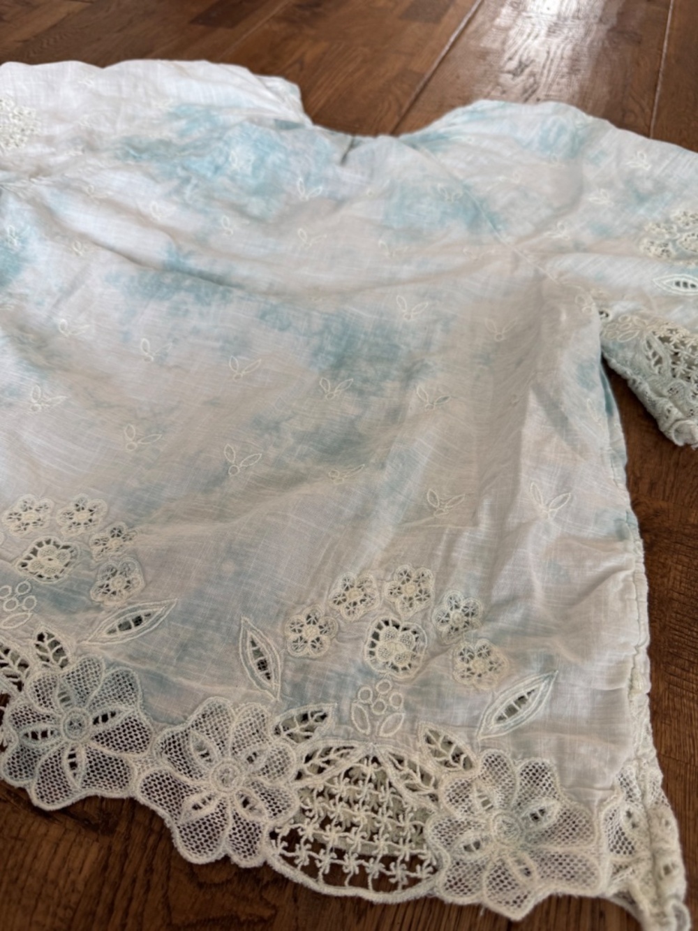 Anthropologie Tie-dye Floral Embroidered Lace Olivia Top Women's Size S C - Picture 6 of 8